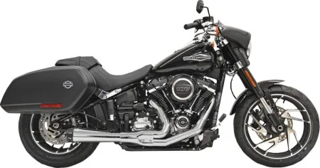 Bassani Exhaust 4 Inch Diameter Road Rage With Megaphone Mufflers Exhaust System 2-Into-1 in Chrome Finish For 2018-2024 Softail Sport Glide & Low Rider ST Models (1S81R)