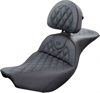 Saddlemen Touring Roadsofa LS 2-Up Seat With Driver's Backrest in Black For 2014-2020 Indian Models (I14-07-182BR)