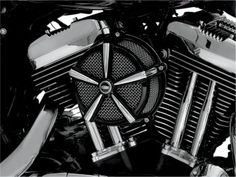 Kuryakyn Mach 2 Air Cleaner In Black & Chrome Finish For Harley Davidson & Custom Motorcycle Applications (9514)