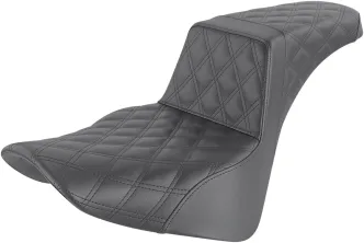 Saddlemen Step Up Full Lattice/Smooth 2 Up Seat in Black For 2018-2023 Deluxe FLDE, Heritage FLHC/S & FLSL Slim Models (818-33-175)