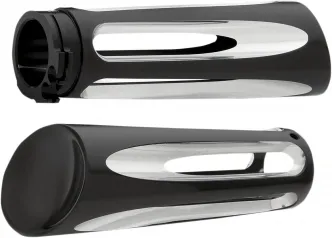 Arlen Ness Deep Cut Billet Grips in Black Finish For 1974-2023 Harley Davidson With Single Or Dual Throttle Cables (07-132)