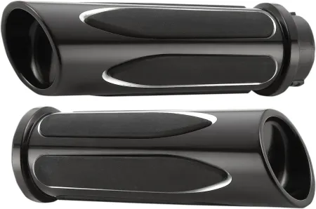 Arlen Ness Deep Cut Comfort Grips Black Finish For 2008-2023 Harley Davidson Electronic Throttle Models (07-053)
