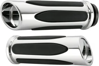 Arlen Ness Deep Cut Comfort Grips in Chrome Finish For 1974-2023 Harley Davidson Motorcycles  with single or dual throttle cables (Excluding Street) Models (07-050)