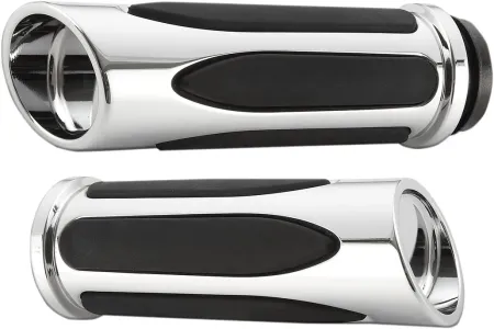 Arlen Ness Deep Cut Comfort Grips In Chrome Finish For 2008-2023 Harley Davidson Electronic Throttle Models (07-052)