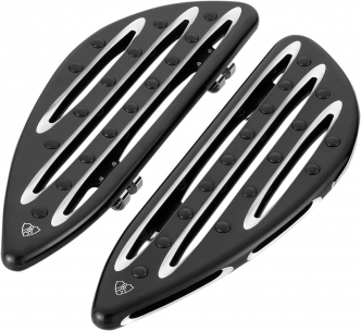 Arlen Ness Floorboards Driver Deep Cut in Black Finish For 1986-2017 FL Softail, 2012-2016 Dyna FXD Switchback, 1983-2021 Touring, Trikes (06-833)