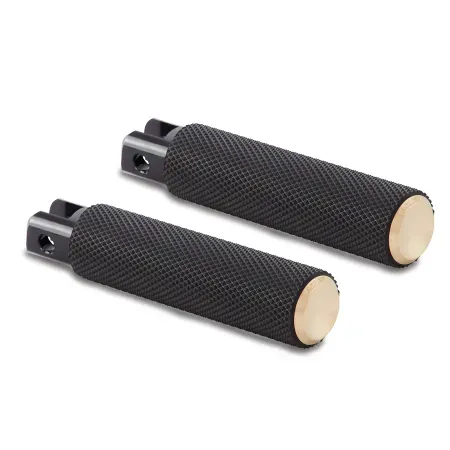Arlen Ness Knurled Rider Footpegs In Brass Finish For 2018-2025 Softail & 2021-2025 Sportster RH Models (07-944)
