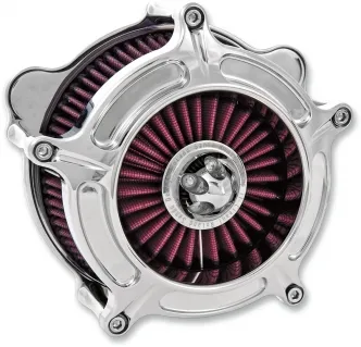 Roland Sands Design Turbine Air Cleaner Kit in Chrome Finish For CV Carb, 1993-2006 All B.T., Delphi Inj. 2001-2015 Softail, 2004-2017 Dyna (Excluding 2017 FXDLS), 2002-2007 FLT/Touring Models (0206-2037-CH)