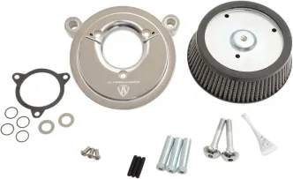 Arlen Ness Big Sucker Stage 1 Air Cleaner Kit With Chrome Backing Plate & Synthetic Filter For Harley Davidson 2008-2016 FLT, 2016-2017 FLST & FXDLS (50-514)