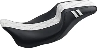 Le Pera Outcast Daddy Long Legs 2-Up Double Diamond Seat in Black & White For 2017-2023 Touring Models (LK-987DLGT1)