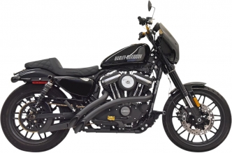Bassani Sweeper Radius Exhaust System In Black With Black Heat Shields For Harley Davidson 2014-2020 XL1200 Custom, Roadster & XL1200T (1X3FB)
