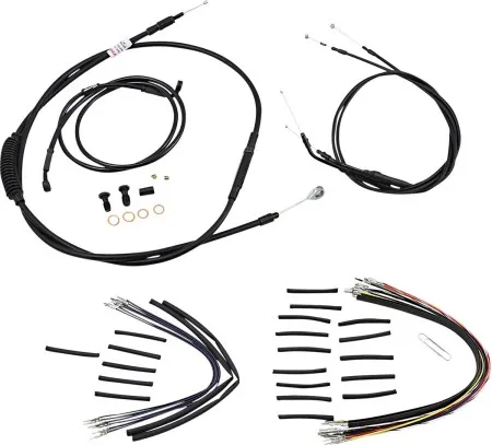 Burly Brand 14 Inch T-Bar Cable Kit in Black Finish For 2007-2011 FXD Without ABS Models (B30-1148)