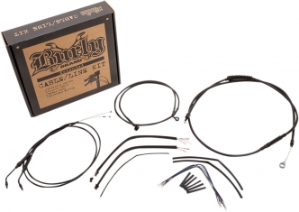 Burly Brand Apehanger Cable Kit 12 Black Vinyl Stainless Steel Handlebar W/o Abs in Black Finish For 2014-2022 XL Sportster (No ABS & Single Disc) (B30-1106)