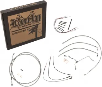 Burly Brand 14 Inch Apehanger Cable/Line Kit in Stainless Steel Braided Finish For 2014-2016 FLHR Without ABS Models (B30-1152)