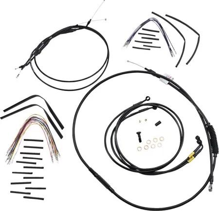 Burly Brand 16 Inch Apehanger Cable/Line Kit in Black Finish For 1996-2005 Dyna Without ABS Dual Disc Models (B30-1194)