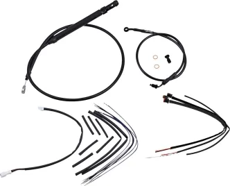 Burly Brand 16 Inch Apehanger Cable/Line Extension Kit in Black Finish For 2018-2024 FLSB, FXBB, FXBR/S, FXLR, FXST With ABS Apehangers (B30-1256)