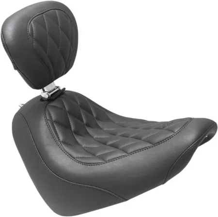 Mustang Diamond Wide Tripper Solo Seat With Driver Backrest For 2018-2025 Fat Bob Models (83016)