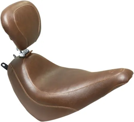 Mustang Wide Tripper Smooth Solo Seat in Brown For 2018-2025 Softail Deluxe/Heritage Classic Models (83001)