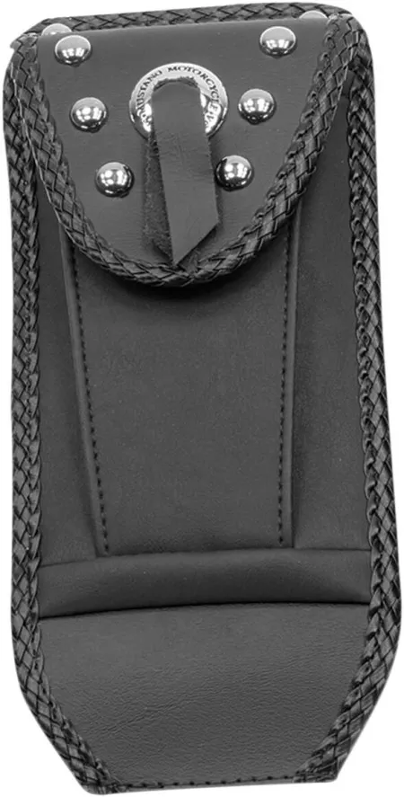 Mustang Vinyl Studded Tank Bib With Pouch in Black Finish For 1984-1999 Softail Models (93309)