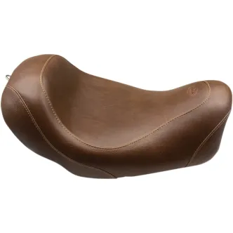 Mustang Wide Tripper Smooth Solo Seat in Brown For 2014-2017 Dyna Fat Bob Models (75034)