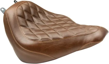Mustang Wide Tripper Diamond Stitch Solo Seat in Brown For 2018-2025 Softail Deluxe/Heritage Classic Models (83005)