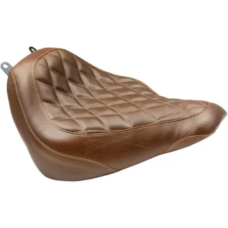 Mustang Wide Tripper Diamond Stitch Solo Seat in Brown For 2018-2023 Softail Deluxe/Heritage Classic Models (83005)