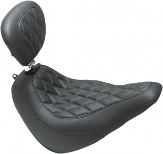 Mustang Wide Tripper Diamond Stitched Solo Seat With Driver Backrest For 2018-2021 Softail Slim and 2020-2023 Softail Standard Models (83046)