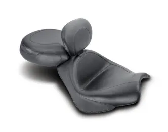 Mustang Seats Wide Touring Two-Piece 2-Up Vintage Smooth Seat With Driver Backrest For Honda VTX1300 Retro 2003-2009, VTX1300S 2003-2007 & VTX1300T 2008-2009 Models (79327)