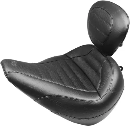 Mustang Standard Touring Tuck & Roll Solo Seat With Backrest in Black For 2018-2025 Softail Breakout Models (79022)
