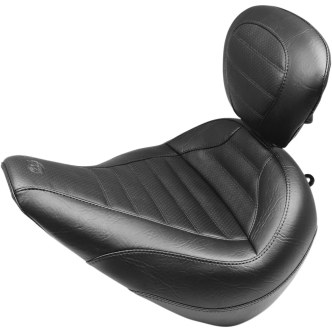 Mustang Standard Touring Tuck & Roll Solo Seat With Backrest in Black For 2018-2023 Softail Breakout Models (79022)