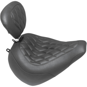 Mustang Wide Tripper Diamond Stitch Solo Seat With Backrest in Black For 2018-2023 Softail Breakout Models (83061)