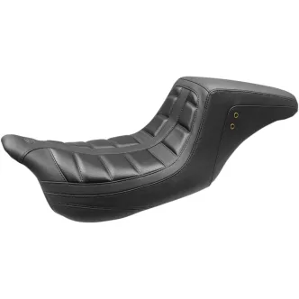 Mustang Squareback Tuck & Roll 2-Up Seat in Black For 2008-2023 Touring Models (75239)