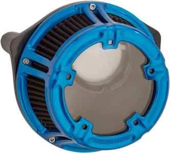 Arlen Ness Method Clear Series Air Cleaner in Blue Finish For 2001-2017 Delphi Inj Twin Cam & 1999-2006 CV Carb Twin Cam Models (18-182)