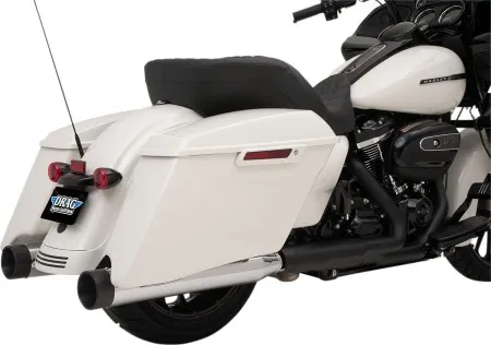 Drag Specialties Slip-On 4 Inch Mufflers In Chrome With Black Billet End Caps For Harley Davidson 2017-2024 Touring Models (H00971)