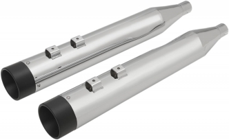 Drag Specialties Slip-On 4 Inch Mufflers In Chrome With Black Billet End Caps For Harley Davidson 1995-2016 Touring Models (H00969)