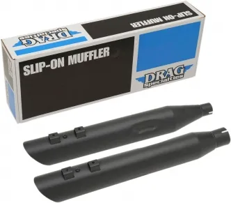 Drag Specialties 4 Inch Slashdown Slip-On Mufflers In Black For Harley Davidson 2017-2024 Touring Models (H00968)