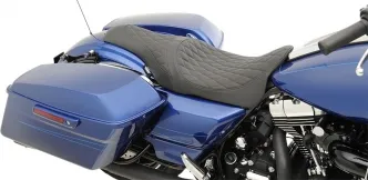 Drag Specialties Caballero Diamond Stitched 2-Up Vinyl Seat For Harley Davidson 2008-2024 Touring Models (0801-1003)