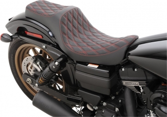 Drag Specialties Predator III Double Diamond Seat In Black With Red Stitching For Harley Davidson 2006-2017 Dyna Models (0803-0604)