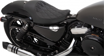 Drag Specialties Double Diamond Black Stitched Solo Seat For Harley Davidson 2004-2022 Sportster Models (0804-0744)