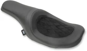 Drag Specialties Double Diamond Vinyl Predator 2-Up Seat in Black For 2010-2023 Touring Models With Razorback Fuel Tank Models (0801-0975)
