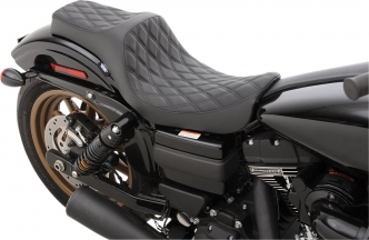 Drag Specialties Predator III Double Diamond Seat In Black With Black Stitching For Harley Davidson 2006-2017 Dyna Models (0803-0602)
