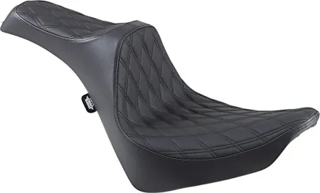 Drag Specialties Double Diamond Stitch Predator III 2-Up Seat in Black For 2018-2023 Softail Models (0802-1145)