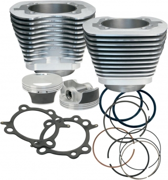 S&S 96 Inch To 106 Inch Big Bore Cylinder & Piston Kit in Silver Finish For 2006-2017 96 Inch Dyna, 2007-2017 96 Inch Softail, 2007-2016 96 Inch Touring Models (910-0202)