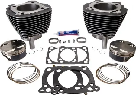 S&S Cycle Big Bore Cylinder Kit From 117 to 128 In Black Granite With Highlighting 4.250 Bore x 4.5 Stroke For Harley Davidson 2018-2023 Touring M8 Models (910-0733)