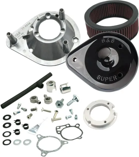S&S Cycle Teardrop Air Cleaner Kit In Gloss Black Finish For 2008-2017 HD Touring and Softail E Throttle Models (170-0312B)