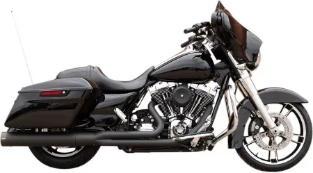 S&S Cycle Sidewinder 2 Into 1 Exhaust System In Black With Black End Caps For Harley Davidson 1995-2009 Touring Models (550-0777)