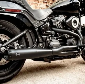 S&S Cycle SuperStreet 2 Into 1 Exhaust System In Black For Harley Davidson 2018-2023 Softail M8 Models (550-0857)