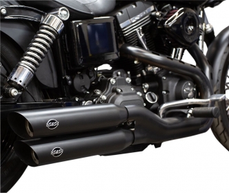 S&S Cycle Slash Cut Slip-On Mufflers In Black For Harley Davidson 2008-2017 Dyna Models With 2-1-2 Exhaust Systems (550-0724)