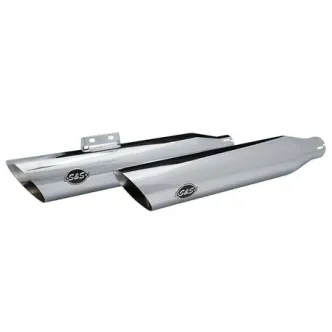 S&S Cycle Slash Cut Race Slip-On Mufflers In Chrome For Harley Davidson 2018-2024 Softail Fat Boy, Breakout, Street Bob & Low Rider Models (550-0736)