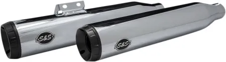 S&S Cycle Grand National EC Approved Slip-On Mufflers In Chrome With Black End Caps For Harley Davidson 2018-2024 Softail Heritage & Deluxe Models (550-0826)