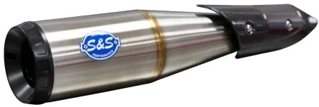 S&S Cycle Grand National EC Approved Slip-On Muffler In Stainless Steel With Black End Cap For Indian 2019-2022 FTR 1200 Models (550-0962)